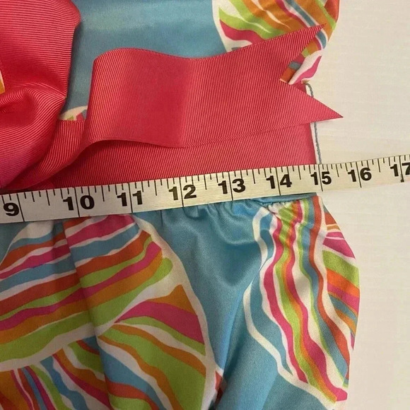 Gretchen Scott Shell Shock Ruffle Neck Dress Preppy Resortwear Tropical Size S - Picture 14 of 15